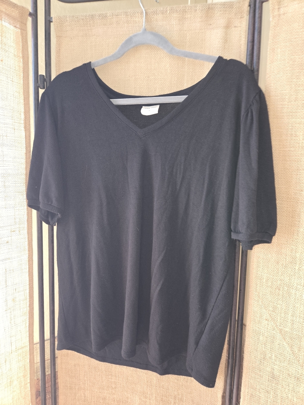 Women's Mod Ref Black V Neck Short Sleeve Sweater Extra Large XL